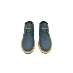 Chavo Pierrot azul océano graso detalles beige zapatos de cuero hechos a mano - Cooperative Handmade