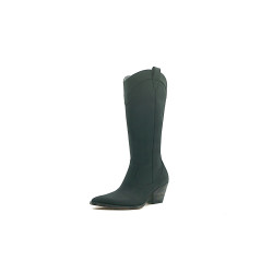 Pour Nina Tall negro mate graso botas de cuero hechas a mano - Cooperative Handmade