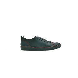 Baires negro mate graso detalles rojo zapatillas de cuero hechas a mano - Cooperative Handmade