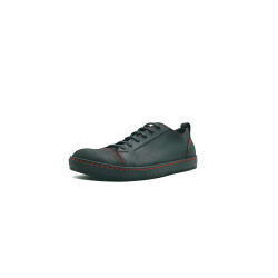 Baires negro mate graso detalles rojo zapatillas de cuero hechas a mano - Cooperative Handmade