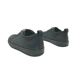 Baires negro mate graso detalles rojo zapatillas de cuero hechas a mano - Cooperative Handmade