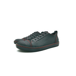 Baires negro mate graso detalles rojo zapatillas de cuero hechas a mano - Cooperative Handmade