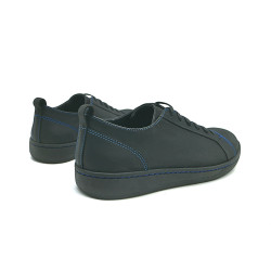 Baires negro mate graso detalles azul zapatillas de cuero hechas a mano - Cooperative Handmade