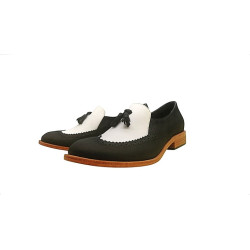 Chloe negro mate graso napa blanco zapatos de cuero hechos a mano - Cooperative Handmade