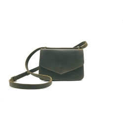 Postina verde olivo graso bolso de mano hombro de cuero hecho a mano - Cooperative Handmade