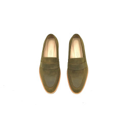 Otto verde olivo graso mocasines de cuero hechos a mano - Cooperative Handmade