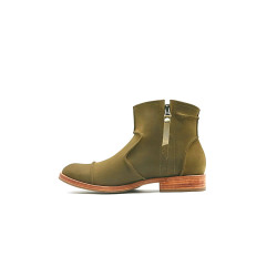 LA69 verde olivo graso botines de cuero botines hechos a mano - Cooperative Handmade