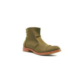 LA69 verde olivo graso botines de cuero botines hechos a mano - Cooperative Handmade