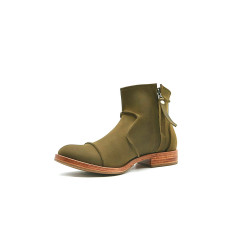 LA69 verde olivo graso botines de cuero botines hechos a mano - Cooperative Handmade