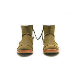 LA69 verde olivo graso botines de cuero botines hechos a mano - Cooperative Handmade