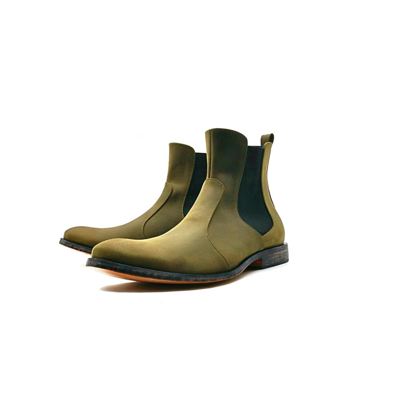 Hache verde graso negro vintage botines de cuero hecho a mano - Cooperative Handmade