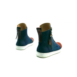 Tato azul graso ranger rojo blanco botines de cuero hechos a mano - Cooperative Handmade