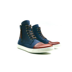 Tato azul graso ranger rojo blanco botines de cuero hechos a mano - Cooperative Handmade