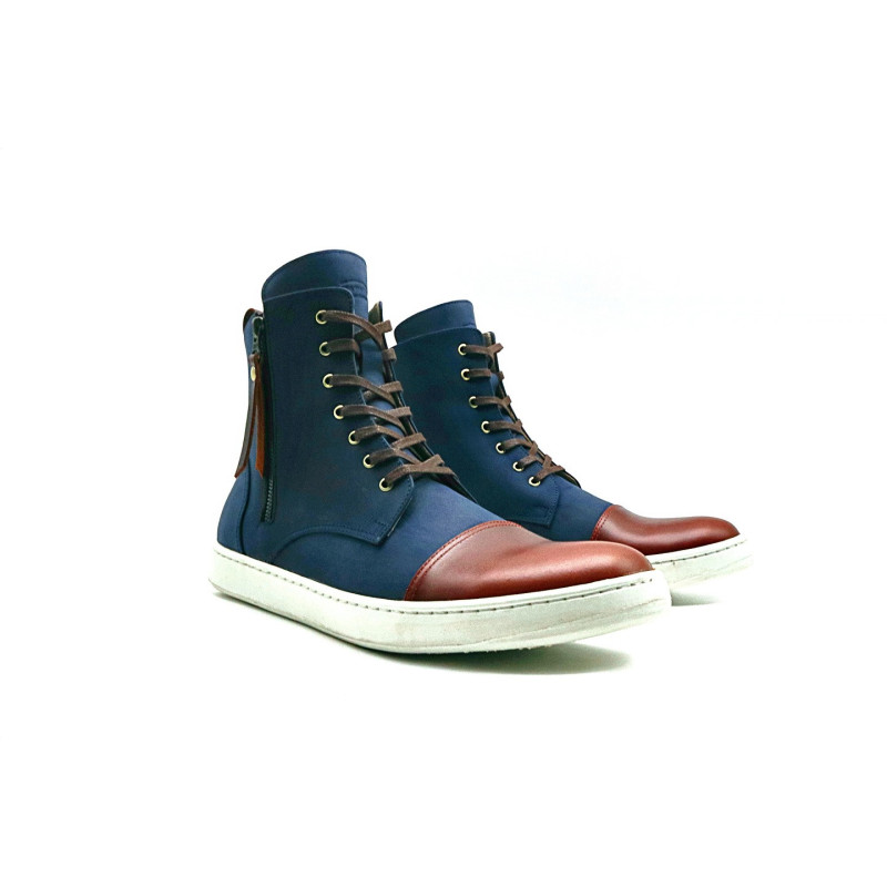 Tato azul graso ranger rojo blanco botines de cuero hechos a mano - Cooperative Handmade