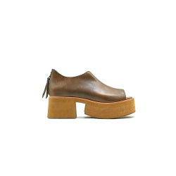 Mica cerato camel sandalias de plataforma de cuero hechas a mano - Cooperative Handmade