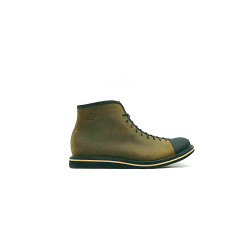 Ocho verde olivo negro mate detalles beige botines de cuero hechos a mano - Cooperative Handmade