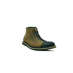 Ocho verde olivo negro mate detalles beige botines de cuero hechos a mano - Cooperative Handmade
