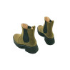 Hache Platform verdeo olivo graso negro botines de cuero hechos a mano - Cooperative Handmade