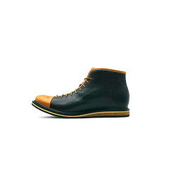 Ocho negro napa ranger caramelo botines de cuero hechos a mano - Cooperative Handmade