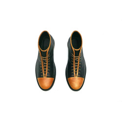 Ocho negro napa ranger caramelo botines de cuero hechos a mano - Cooperative Handmade