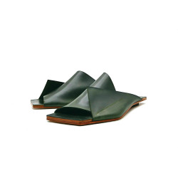 Miró álamo verde sandalias de cuero hechas a mano - Cooperative Handmade