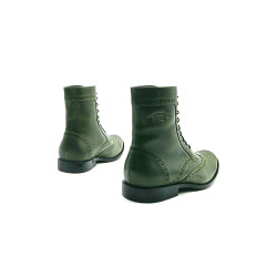 Coco álamo verde detalles negro botines de cuero hechos a mano - Cooperative Handmade