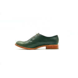 Pour Cecile álamo verde detalles beige zapatos de cuero hechos a mano - Cooperative Handmade