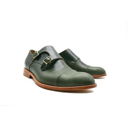 Ugo alamo verde Double Monkstrap zapatos de cuero hechos a mano - Cooperative Handmade