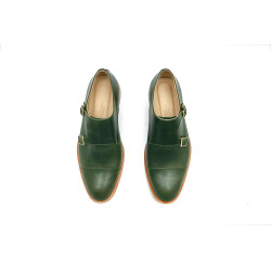 Ugo alamo verde Double Monkstrap zapatos de cuero hechos a mano - Cooperative Handmade