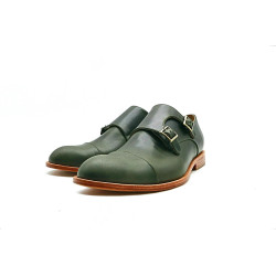Ugo alamo verde Double Monkstrap zapatos de cuero hechos a mano - Cooperative Handmade