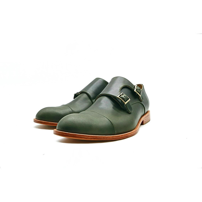 Ugo alamo verde Double Monkstrap zapatos de cuero hechos a mano - Cooperative Handmade