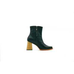 Lulú napa negro natural botines de cuero hechos a mano - Cooperative Handmade