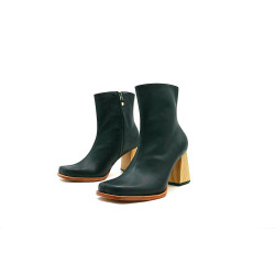 Lulú napa negro natural botines de cuero hechos a mano - Cooperative Handmade