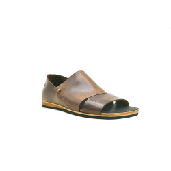 Nuna B cerato camel negro beige sandalias de cuero hechas a mano - Cooperative Handmade