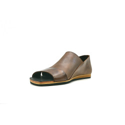 Nuna B cerato camel negro beige sandalias de cuero hechas a mano - Cooperative Handmade