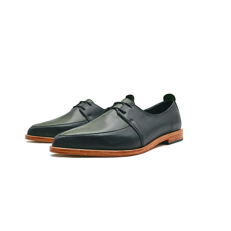 Luna napa negro alamo verde zapatos de cuero hechos a mano - Cooperative Handmade