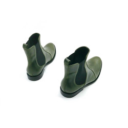 Hache verde alamo negro botines de cuero hechos a mano - Cooperative Handmade