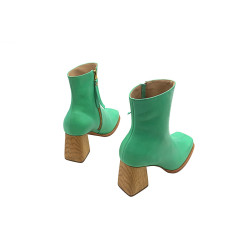 Lulú verde cian botines de cuero hechos a mano  - Cooperative Handmade