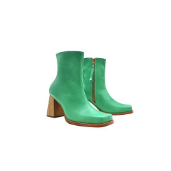 Lulú verde cian botines de cuero hechos a mano  - Cooperative Handmade