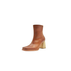 Lulú alamo caramelo natural botines de cuero hechos a mano - Cooperative Handmade