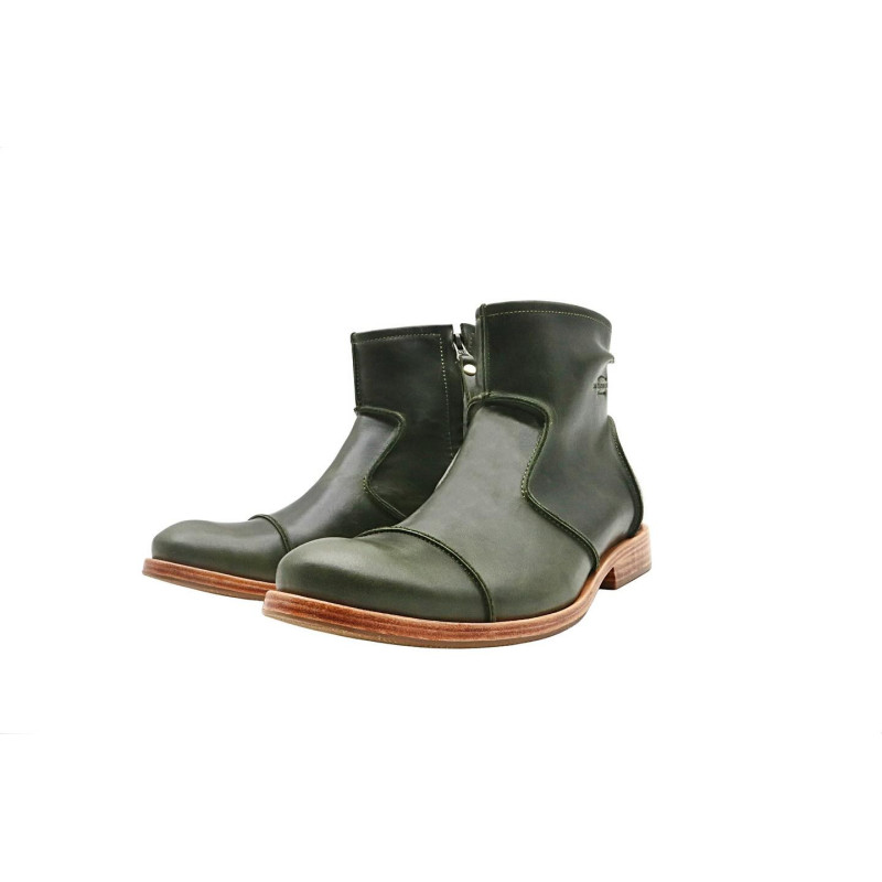 LA69 álamo verde botines de cuero botines hechos a mano - Cooperative Handmade