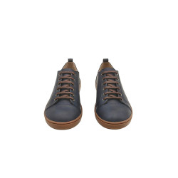 Baires azul graso marrón zapatillas de cuero hechas a mano - Cooperative Handmade