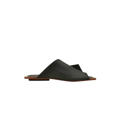 Miró B negro graso sandalias de cuero hechas a mano - Cooperative Handmade