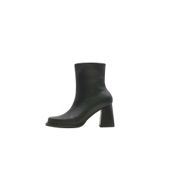 Lulú versión B napa negro botines de cuero hechos a mano - Cooperative Handmade