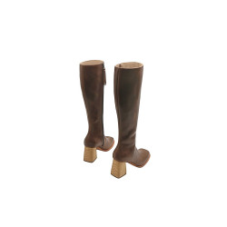 Lulú Large cerato camel botas de cuero hechas a mano - Cooperative Handmade
