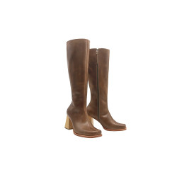 Lulú Large cerato camel botas de cuero hechas a mano - Cooperative Handmade