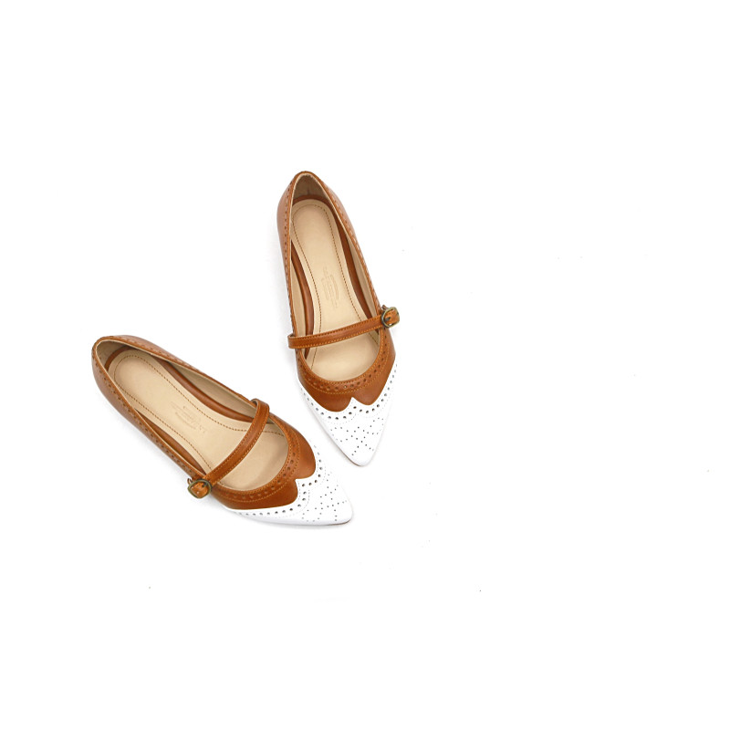 Ola álamo caramelo napa blanco zapatos de cuero hechos a mano - Cooperative Handmade