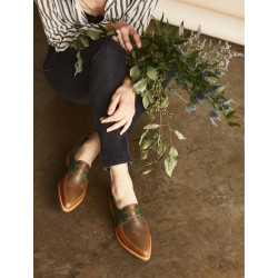 Luna multicolor alamo verde camel caramelo zapatos de cuero hechos a mano - Cooperative Handmade