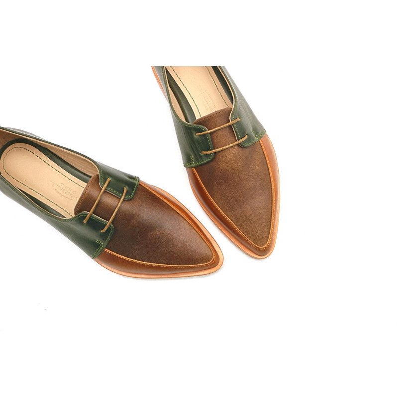Luna multicolor alamo verde camel caramelo zapatos de cuero hechos a mano - Cooperative Handmade