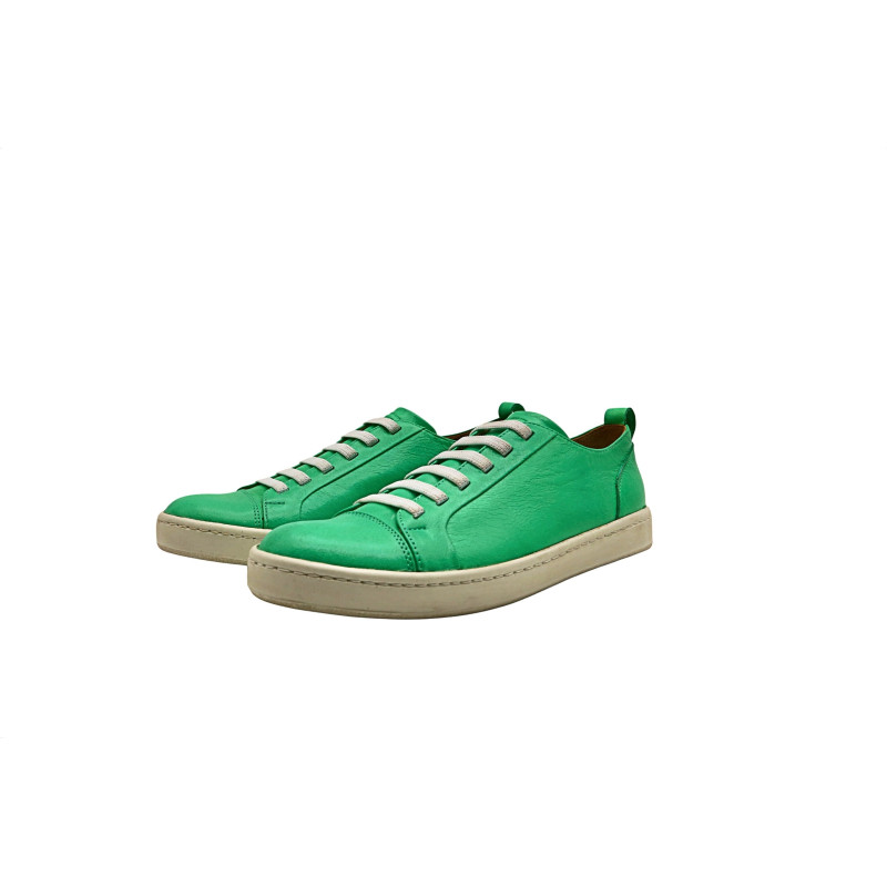 Baires napa verde cian blanco elástico zapatillas de cuero hechas a mano - Cooperative Handmade